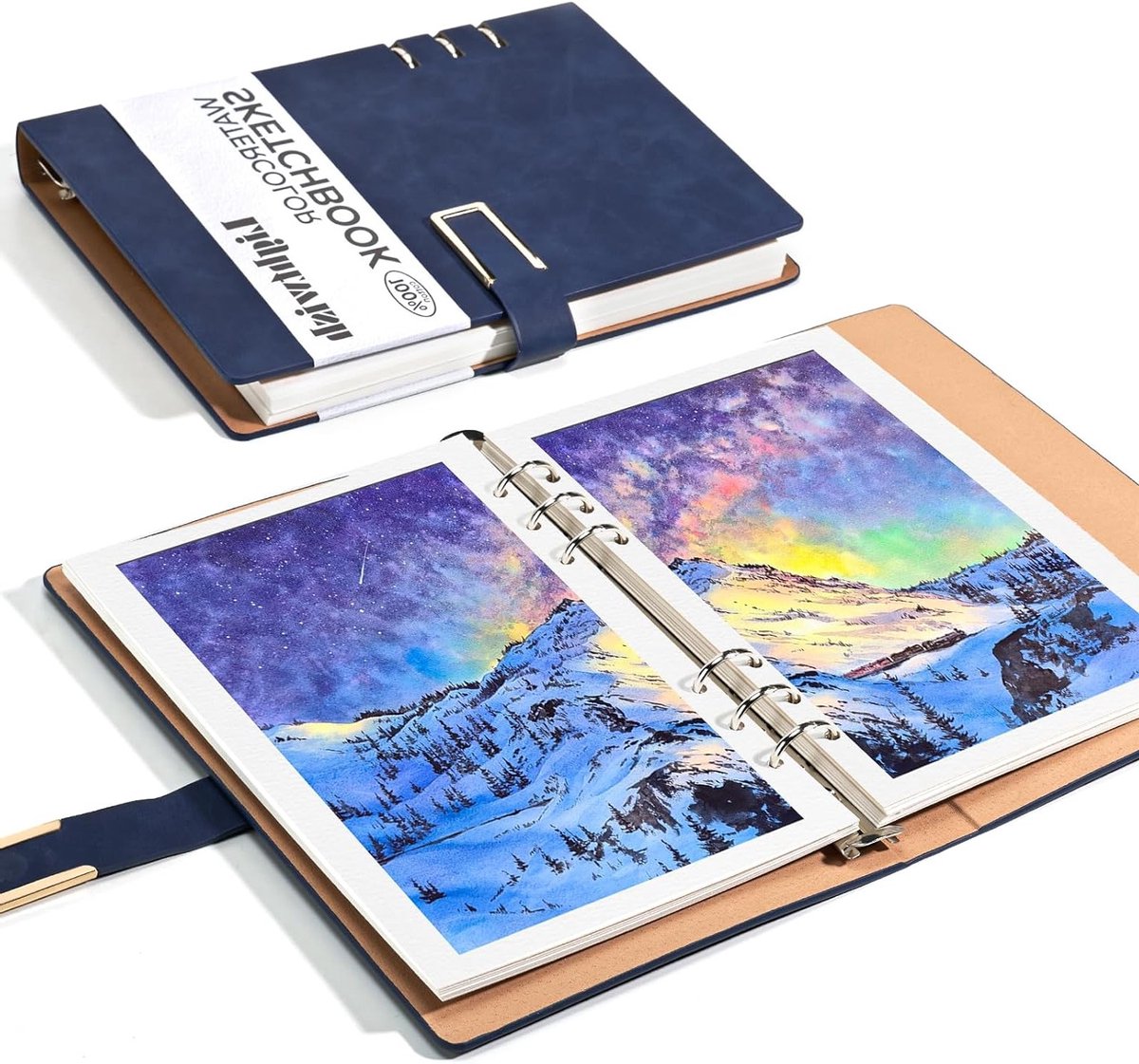 Watercolor Sketchbook voor Kunstenaars - 100% Katoen, Zuurvrij, 600gsm Kouddrukpapier, 12 Vellen van 12 x 12 Inch, Perfect voor Volwassenen en Studenten