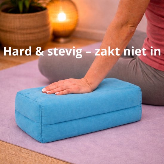 Yoga blok - Traditionele Thaise Kapok Yoga Ondersteuning Blok Kussen - Meditatie Kussen rechthoek - 35x15x10cm - Turquoise van BonBela — afbeelding 2