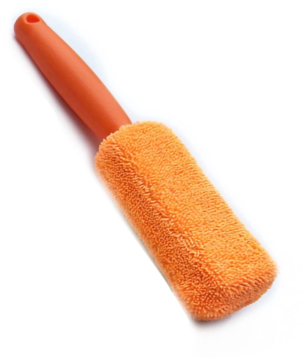 Allecto - Microfiber Velgenborstel - Rim Brush - Herbruikbaar en Zacht - Oranje - Effectieve reiniging - Ideaal voor auto onderhoud - Lange handvat