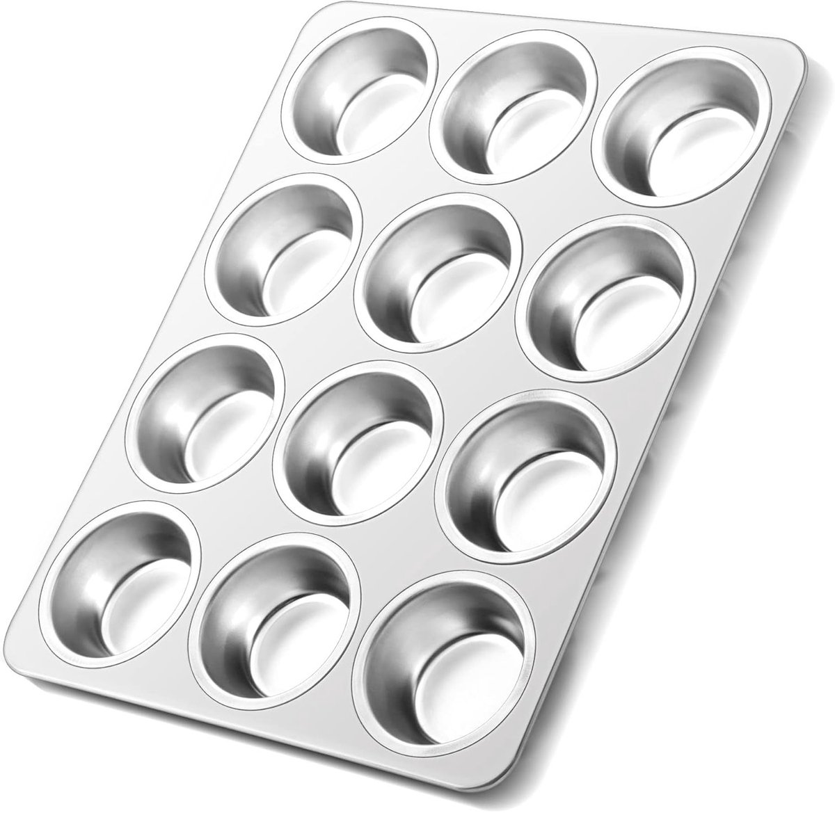Muffinpan van roestvrij staal voor 12 muffins, oven- en vaatwasserbestendig, ideaal voor bakken