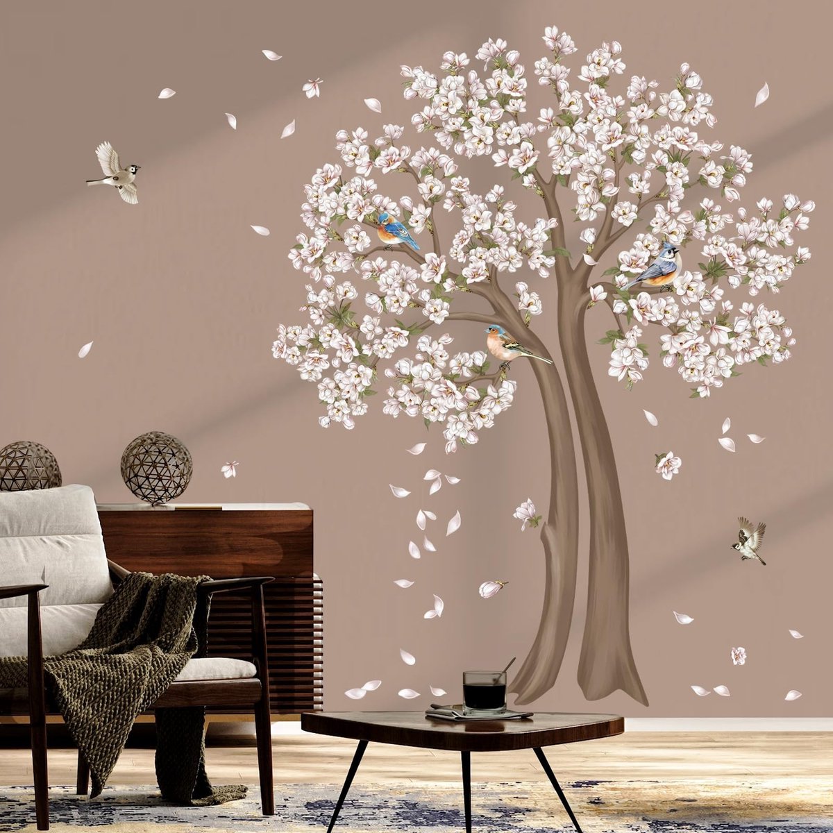 Allecto - Wandstickers - Kersenbloesem Boom - Unieke Decoratie - Multikleur - Vrolijke Muurstickers - Geschikt voor Slaapkamer en Woonkamer
