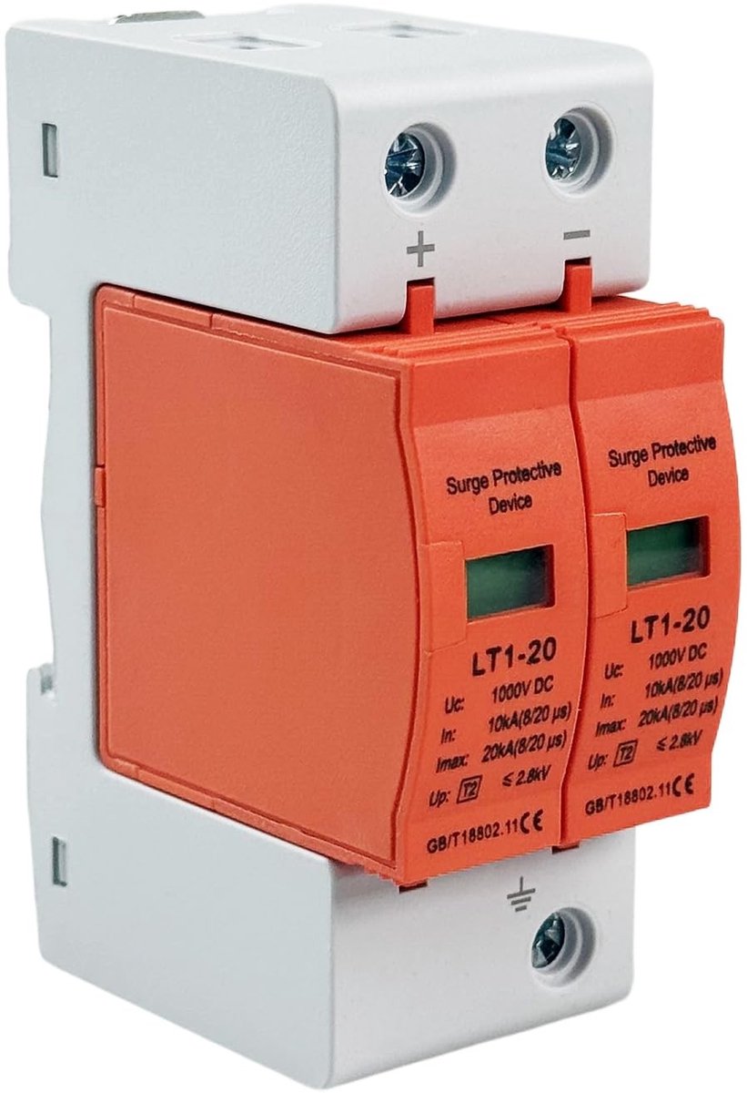 Allecto - Surge Protector - 2P 1000 V - Maximale bescherming - 35 mm formaat - Bliksembeveiliging - Voor Photovoltaic systemen - Inclusief 1 surg...