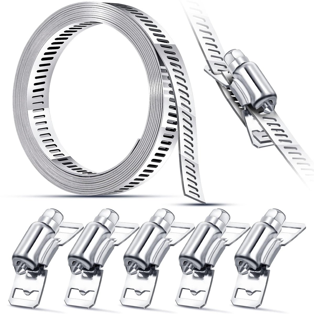 Allecto - Hose clamp - Aanpasbaar - 2 meter - Slang klemmen - Inclusief 5 fasteners - Geschikt voor intercooler en uitlaat