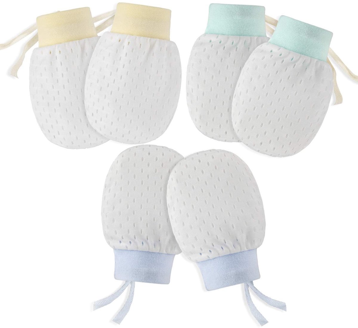 Allecto - Baby Care Mittens - Anti-Scratch - Zacht en ademend - Katoen - Babyhandschoenen - 3 paar - Geschikt voor jongens en meisjes