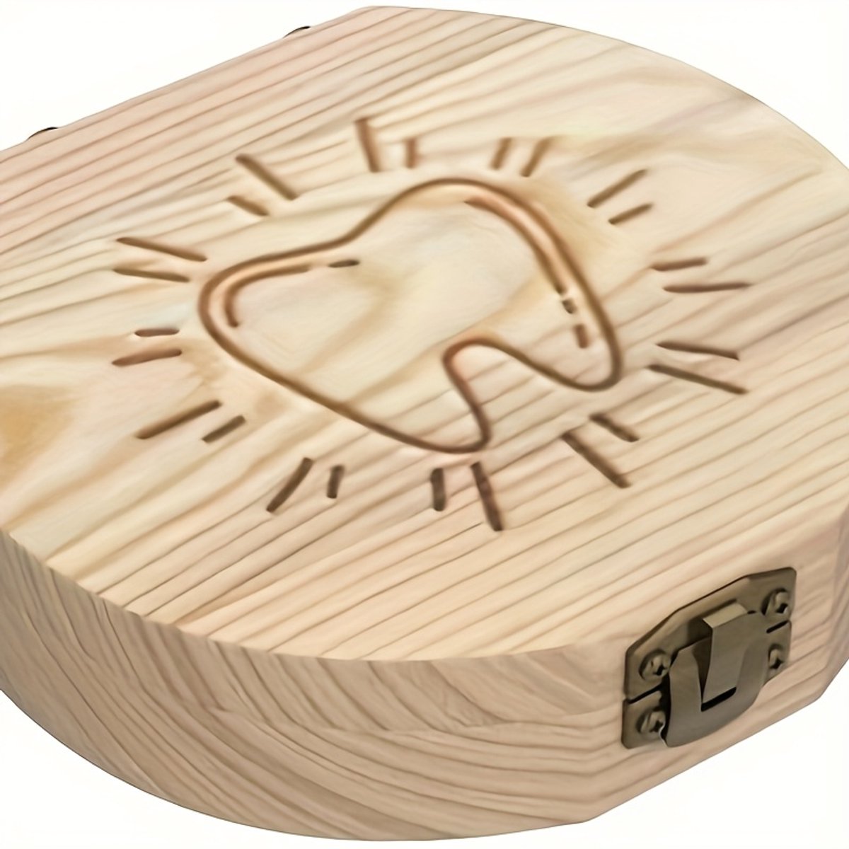 Livé® Tandendoos – Houten Bewaardoos Babytanden Rond