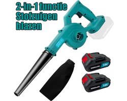 Draadloze bladblazer, 15000 tpm, elektrische bladblazer met 2 x 3,0 Ah accu's en oplader, instelbare snelheidsstanden, krachtige blazer voor gazononderhoud, terras, stof en het wegblazen van bladeren.