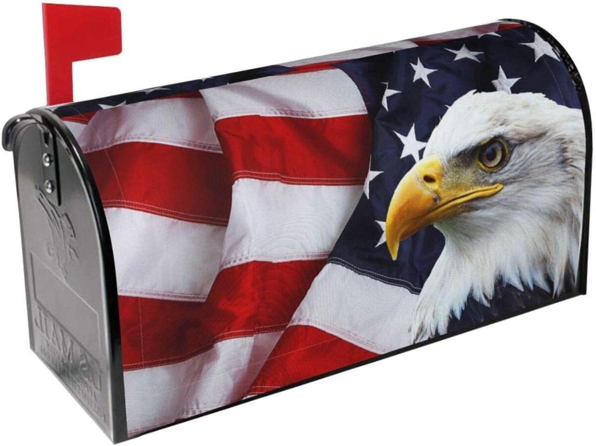 Brievenbus cover met zeearend en Amerikaanse vlag - Waterdichte decoratie voor huis en tuin (45 x 50 cm)