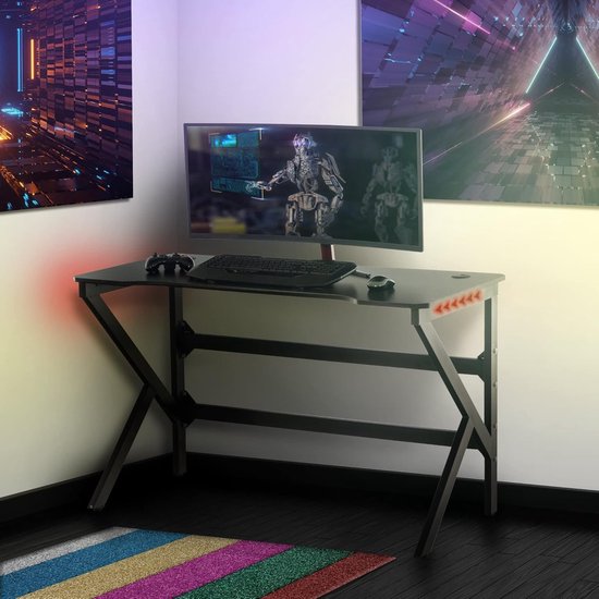 Gaming Bureau - Werkstation Bureau - Gamen Streamen - Geïntegreerde RGB Verlichting - 120 x 60 x 77 cm - Rood — afbeelding 3