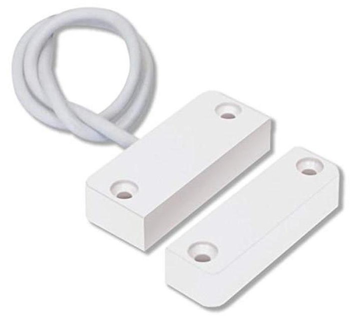 Magneetcontact Rechthoekig - Deursensor Raamsensor - Beveiliging Huis - 2-aderige Klemmen - 16x9x40 mm - Wit