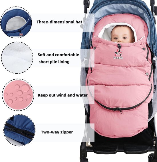 Wandelwagen Voetenzak - Baby Slaapzak - Baby Warm Houden - Afneembaar Ontwerp - 88 x 46 cm - Roze — afbeelding 3