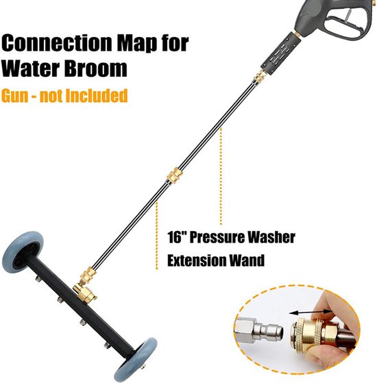16-inch oppervlaktereiniger, autochassisreiniger, multifunctionele waterbezem 4000 psi - Grijs (sproeier niet verwijderbaar) van Merkloos	 — afbeelding 2
