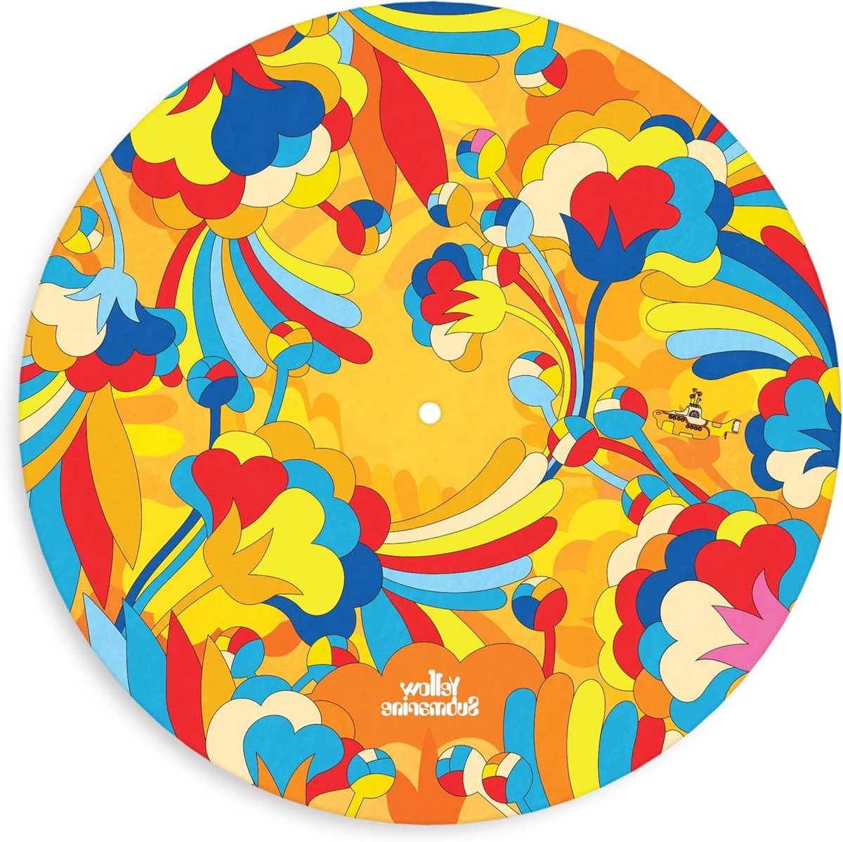 Platenmat - Draaitafelmat Vinyl - Muziek Luisteren - Yellow Submarine Artwork - 30 cm - Multicoloured