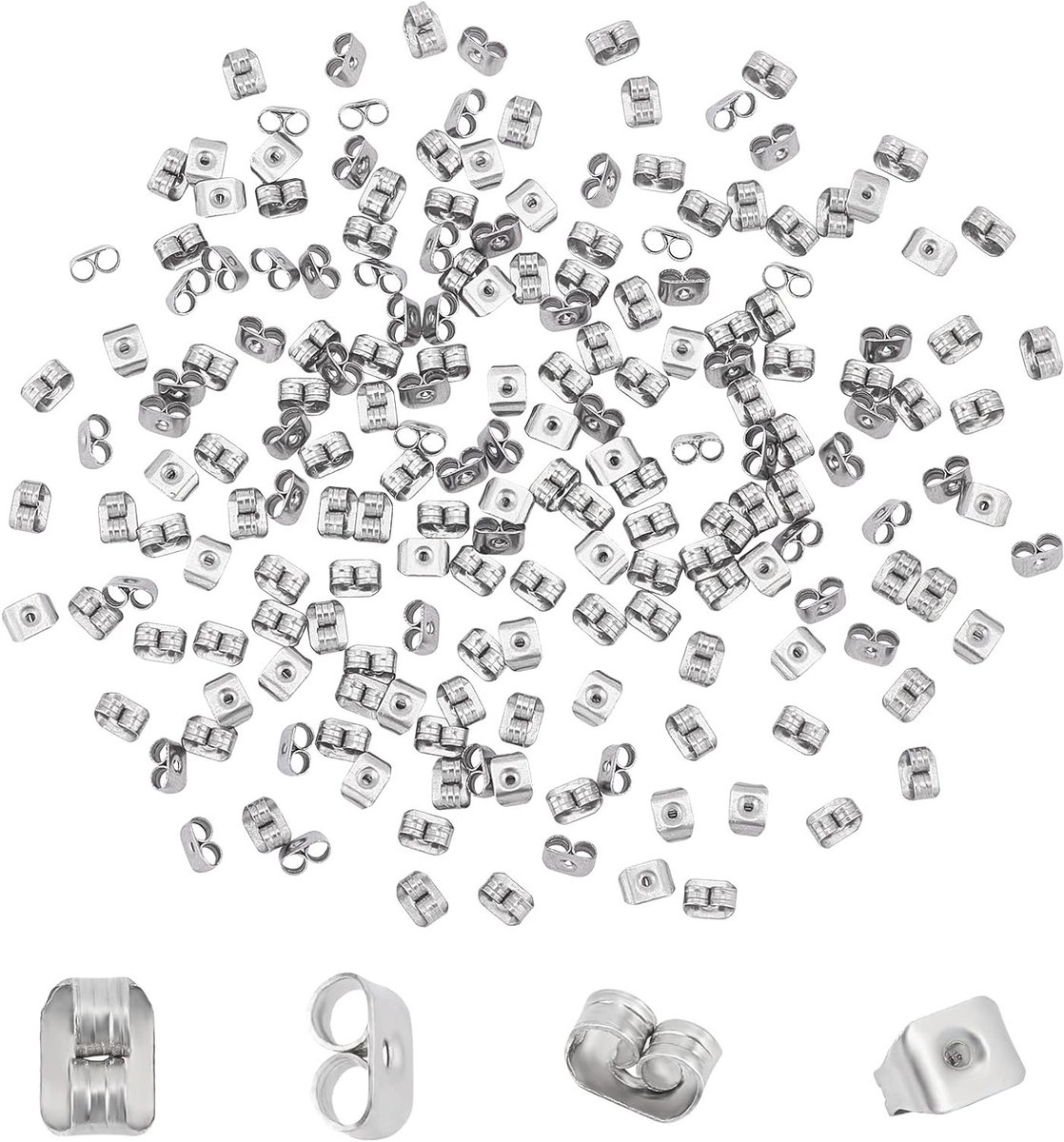 200 Stuks 5x3.5x2mm Oorbellen Onderdelen in Roestvrij Staal, Ideaal voor Sieraden Maken, Gatenmaat: 1mm
