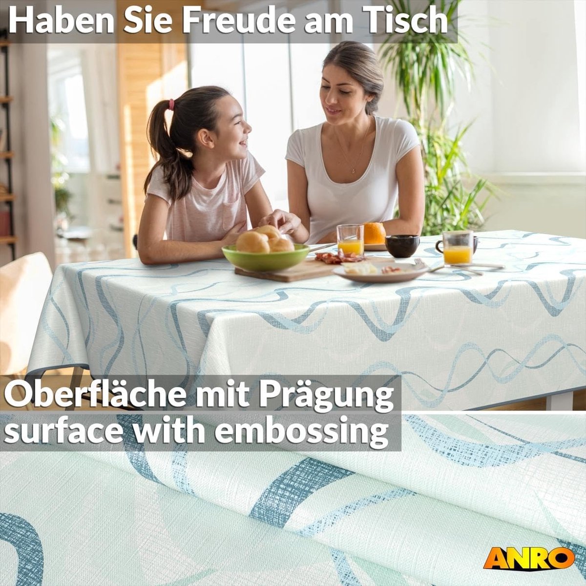 Tafelkleed Olieverf - Wasbaar Kleed - Tafel Beschermen - Lotus Effect - 100 x 140 cm - Blauw