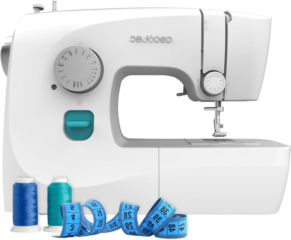Cecotec BelleCouture 1500 Elite Naaimachine voor beginners, 15 steken, 4-takt handoog, verstelbaar oogje, instelbare draadspanning en accessoireset