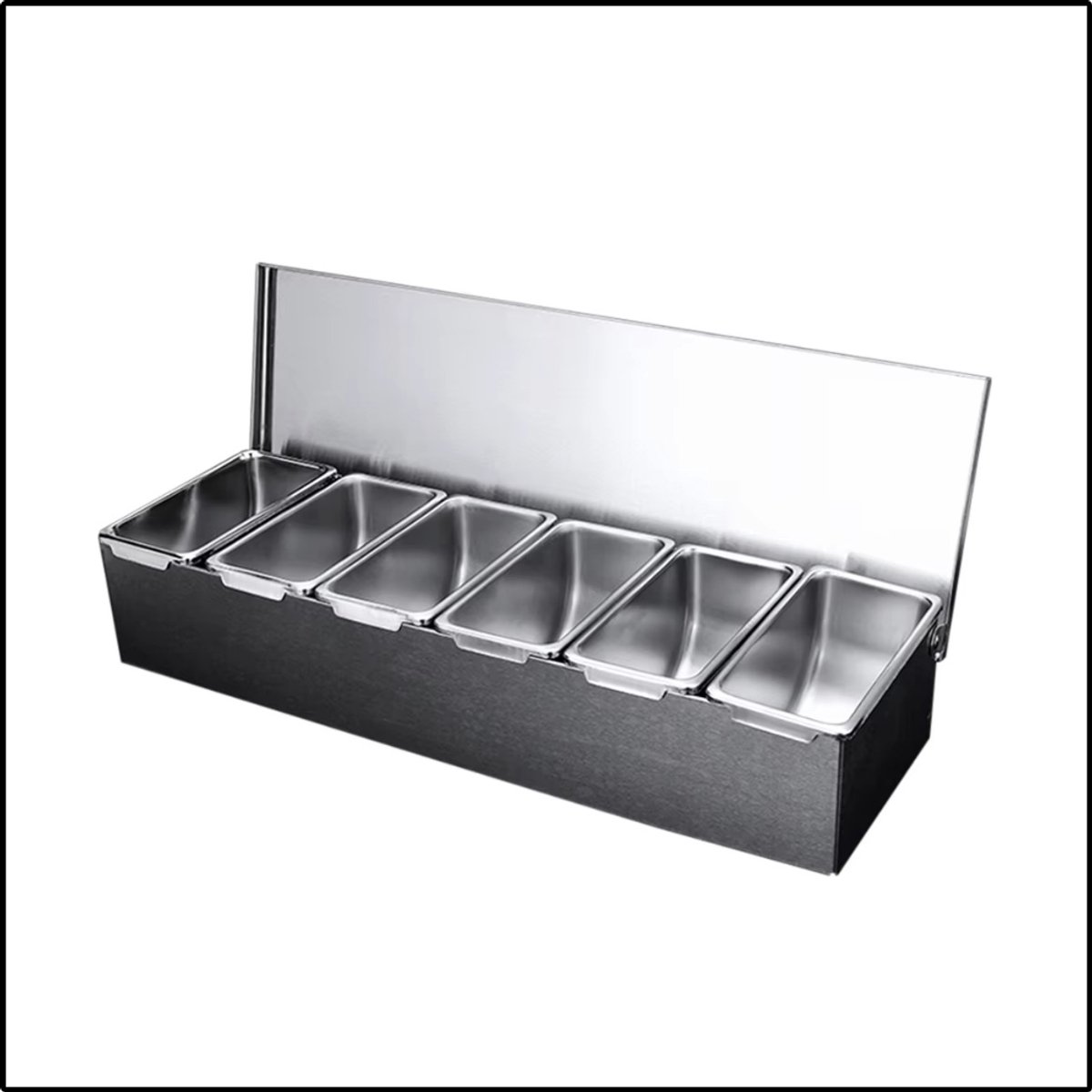Kruidenhouder 6 Vakken - RVS Ingrediëntencontainer Met Deksel - Keuken Opbergdoos - Duurzaam Design - Lichtgrijs