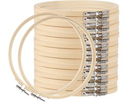 MANCHAP 18 Pack 7 Inch Borduurringen, Verstelbare Ronde Bamboe Cirkel Kruissteek Hoepel Ringen voor Ambachten Maken