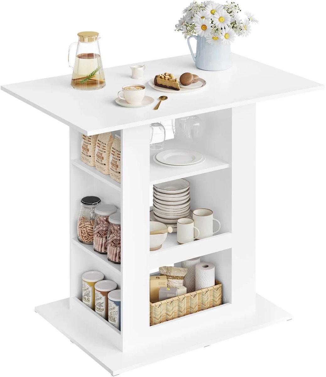 BukkitBow Moderne Bartafel met Opbergruimte en Wijnrek - 105cm - Wit