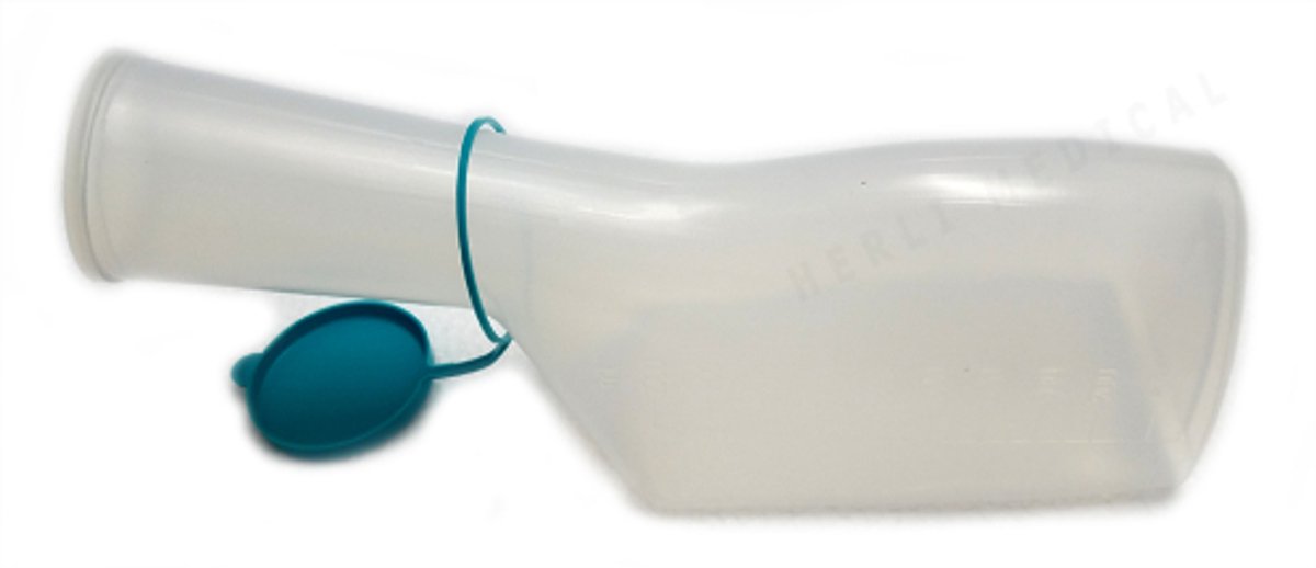 Urinaal Mannen met Deksel 1000ml - Comfort Driehoekige Plasfles - Lekvrij & Steriliseerbaar tot 130°C - Ideaal voor Bedlegerig, Ziekenhuis & Thuis