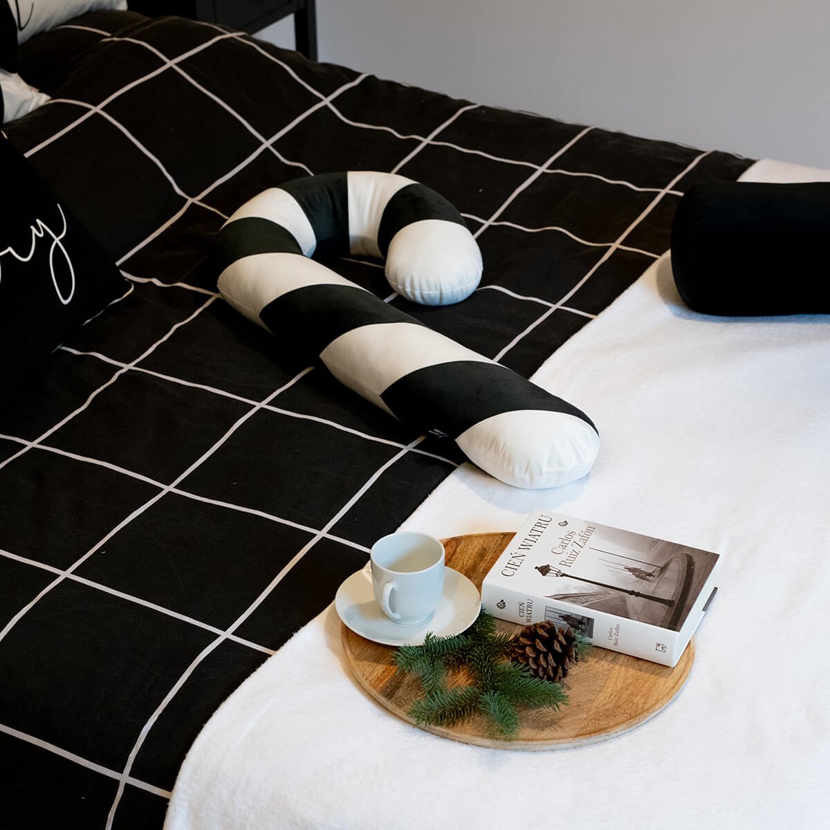 Decordruk XMAS - Sierkussen - Zwarte Suikerstaf - XXL - Velvet