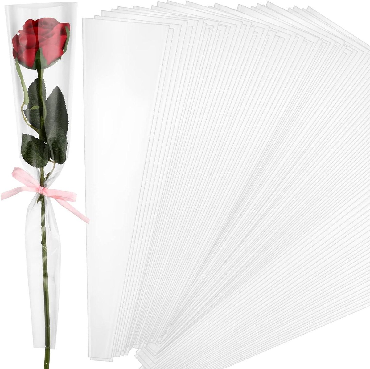 Rozenboeket Zakjes - Bloemenzakken Inpakpapier - Bloemen Inpakken - Waterdicht Transparant - 200 stuks - Transparant