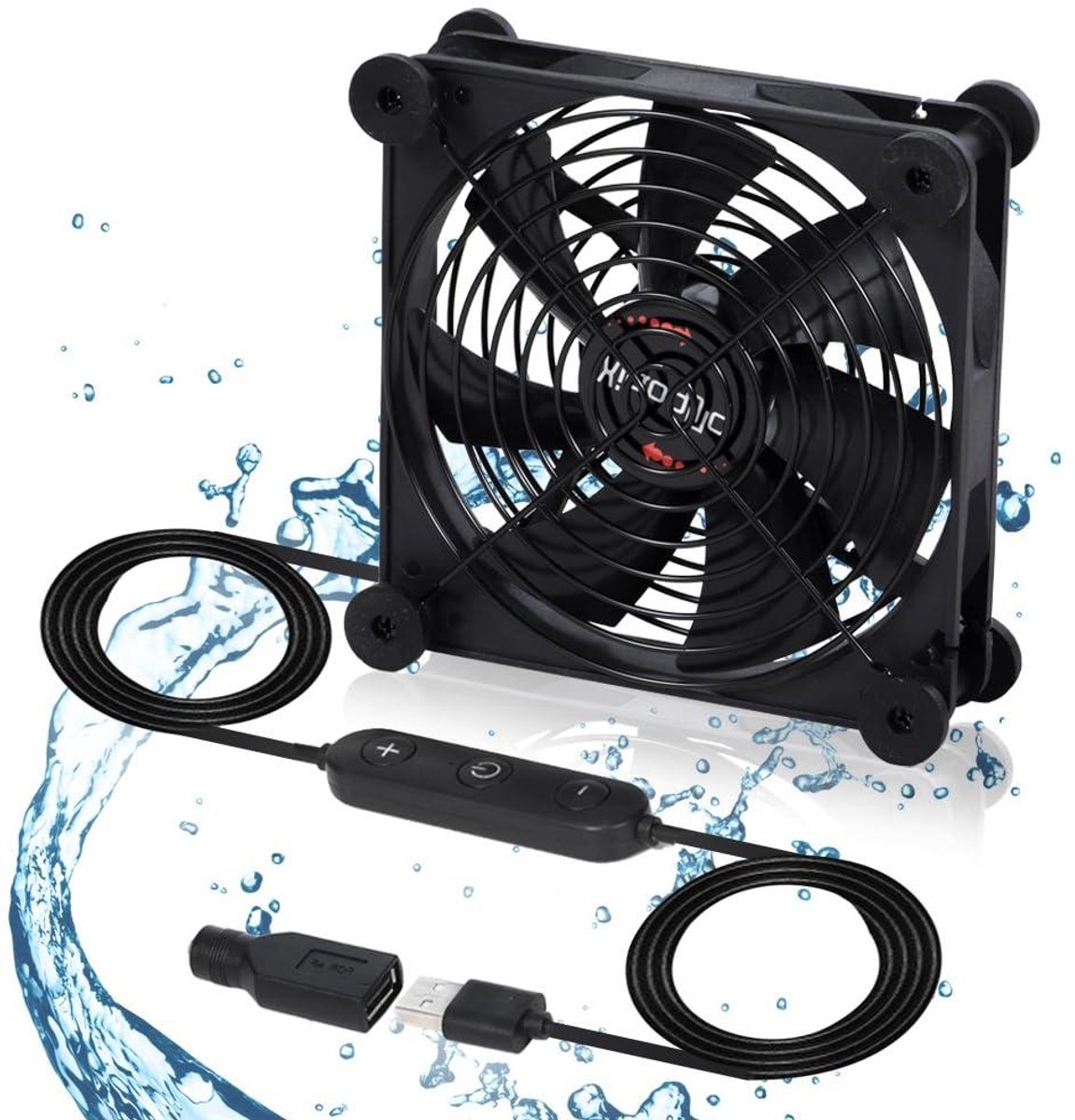Stille Ventilator - USB Ventilator PC - Apparaten Koelen - 10 Snelheden IPX5 - 140 mm - Zwart