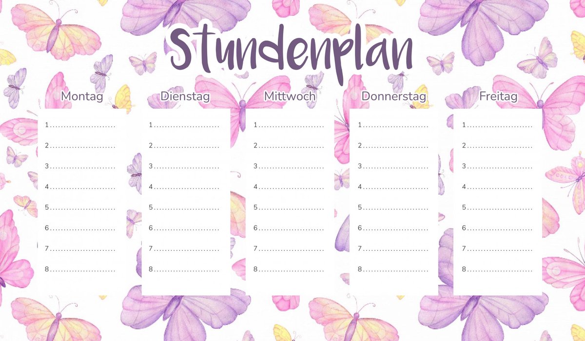 Wallvy Serie - Magnetisch Lesplanbord - Fiolet Akwarela Vlinders - 45x26CM - Personaliseerbaar