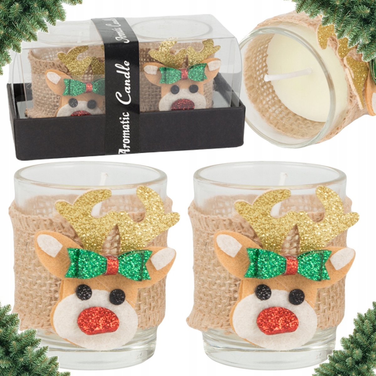 Hangzhou A Link Star Technology - Decoratieve Geurkaarsen - Renifermotief - Set van 2 - Kerstdecoratie