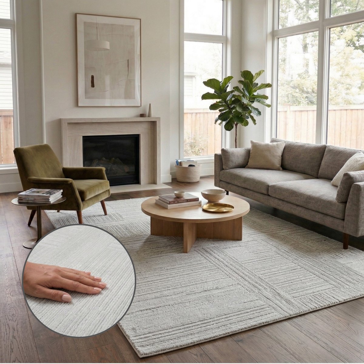 Oz Home Elyse Structure Vloerkleed Grijs – Modern Reliëf & Blokstructuur – 200x290 cm – Laagpolig 10 mm – Duurzaam & Comfortabel - Exclusief Premium Tapijt