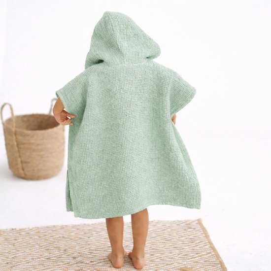 Badponcho Kinderen 100% Katoen - Zachte Kinderponcho met Capuchon & Drukknopen - Beige 2-6 Jaar — afbeelding 3