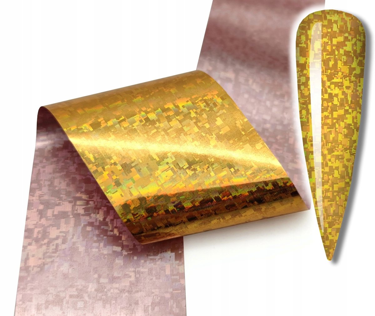 Frezarkowo - Folie voor Nageldecoratie - Gouden Holografisch Mozaïek - 100cm x 4cm - Holografisch