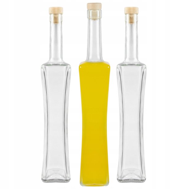 Bimberek MAGNUM QUADRA - Glazen Fles - 500 ml - Vierkante Vorm - Inclusief Kurk — afbeelding 3