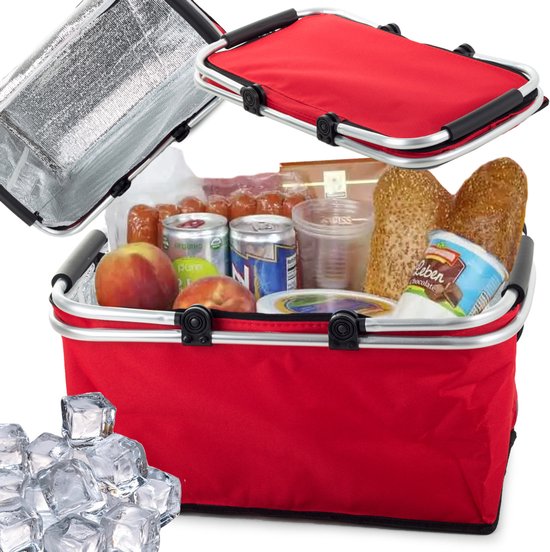 Sac Isotherme - Thermique - Panier Pique-Nique - Pliable - Rouge - 30L - 48cm