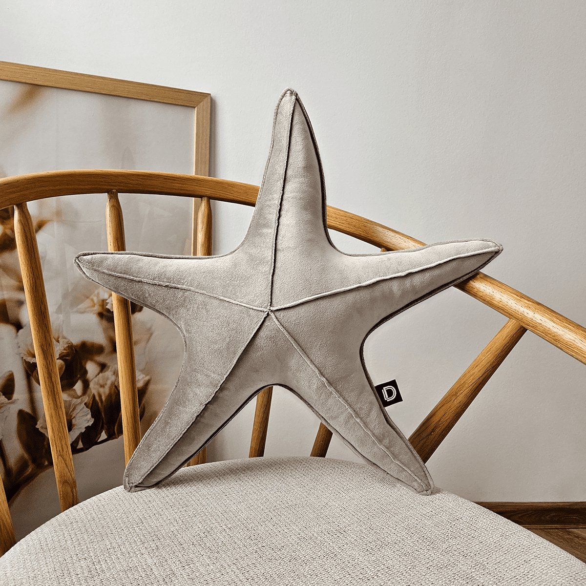 Decordruk VELVET - Sierkussen - Grote Zeester - Zacht Velvet - Piaskowa
