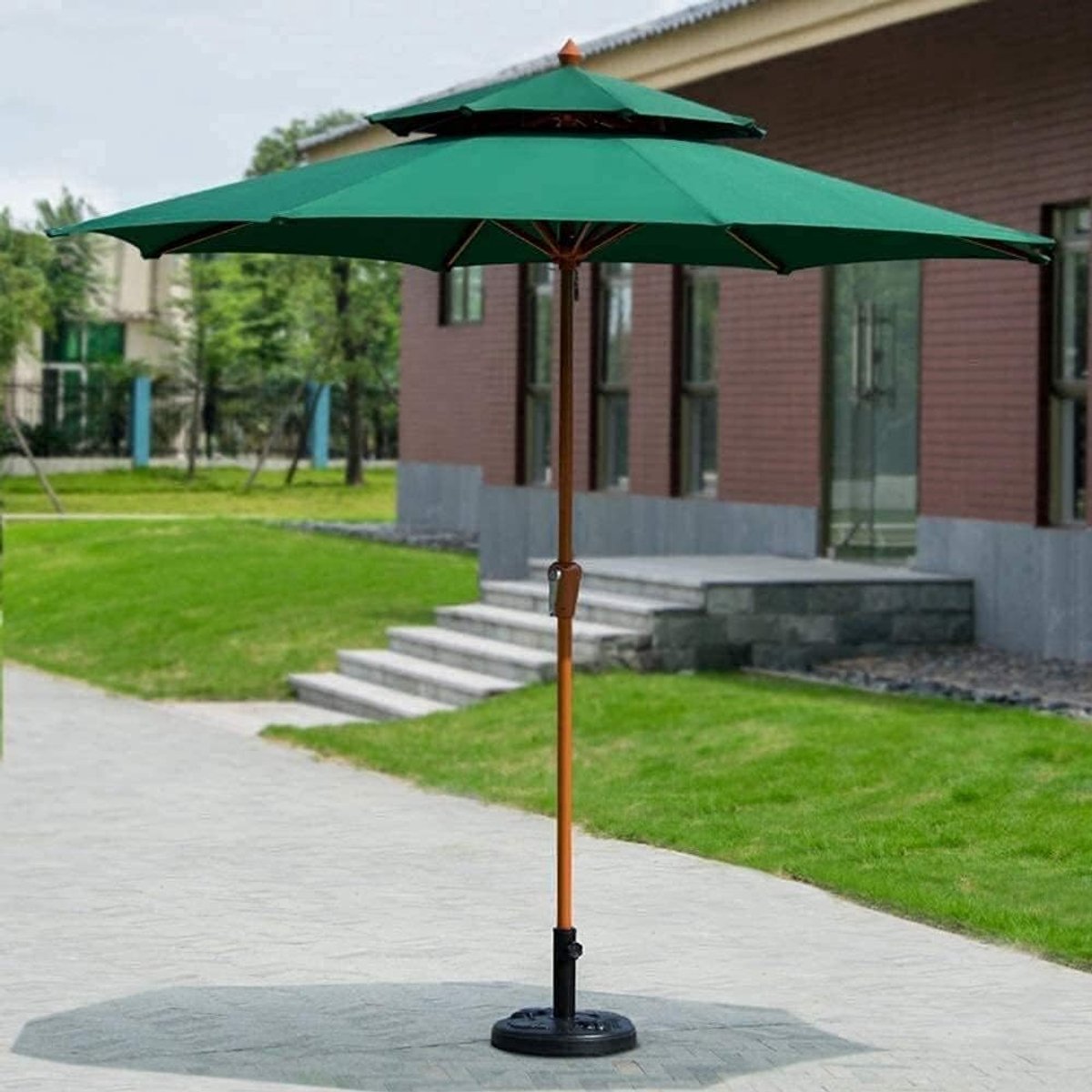 Premium 2,7m Ronde Tuinparasol met Spiraalzwengel en Kantelfunctie | UV-Bescherming & Waterdicht | Terras-, Tuin- & Strandparasol