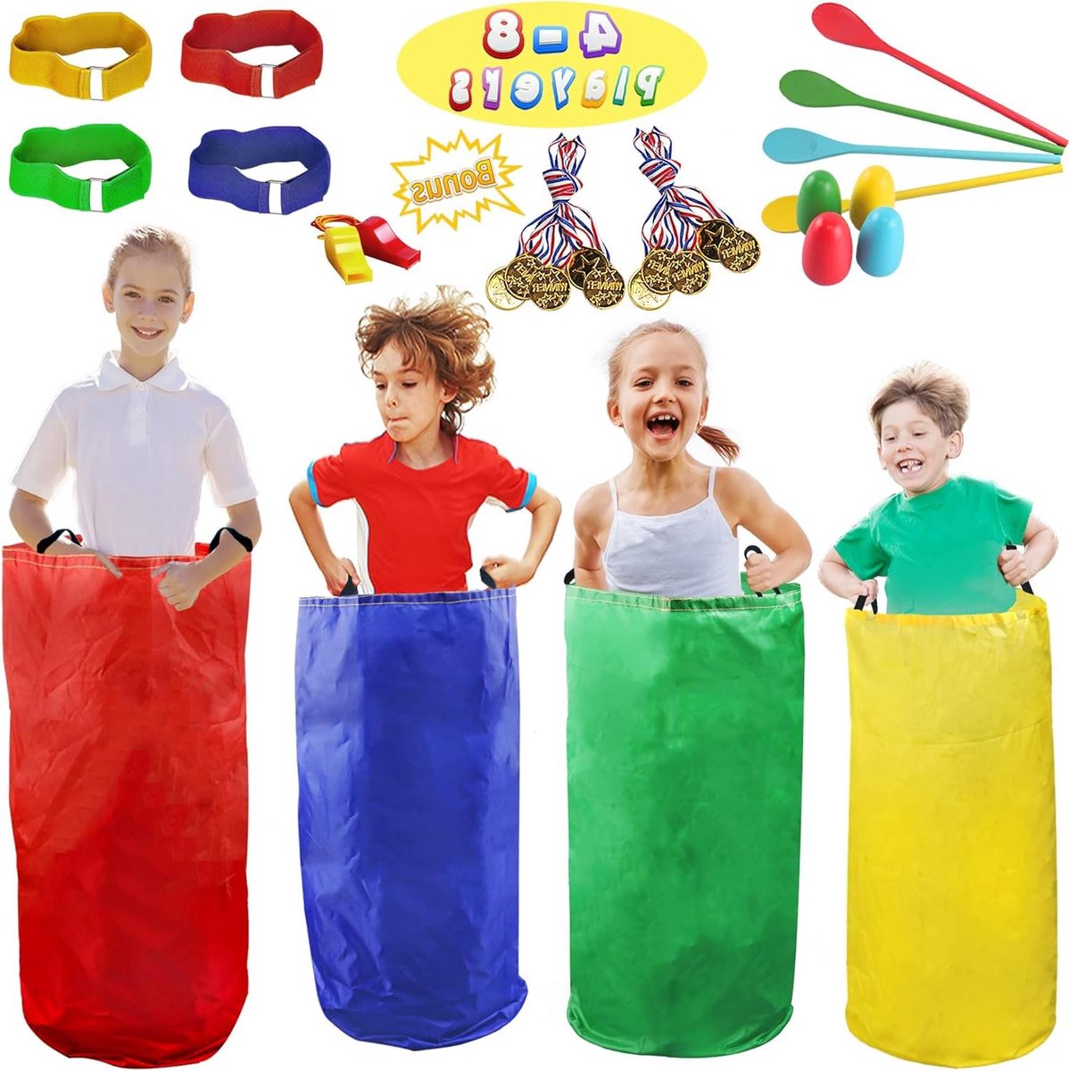Racezakken en Estafette Spelset - Aardappelzak Race - Buiten Spelen - Duurzame Oxford Stof - 998 cm x 658 cm