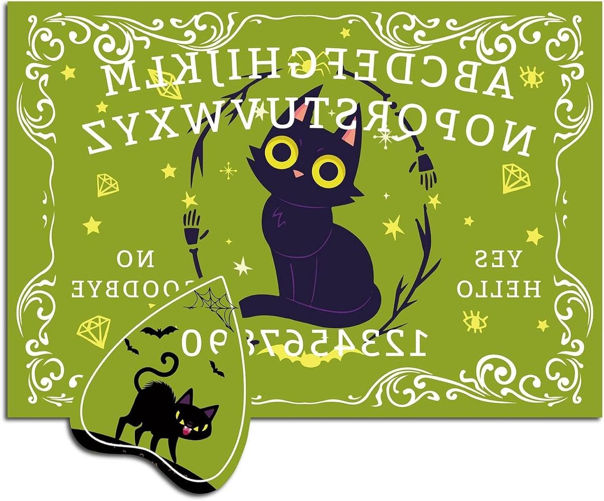 Zwarte Kat Wichelroede Bord - Spirit Board Hekserij - Orakel Raadplegen - Zwart Kat Ontwerp - 30 x 21 cm