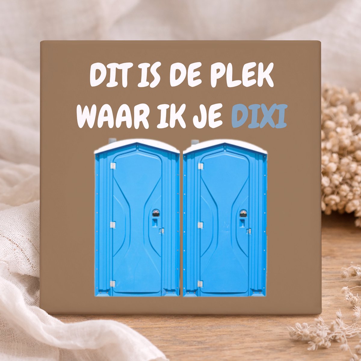 Printazzy - Tegeltjes met Tekst - Dit Is De Plek Waar Ik Je Dixi - Badkamer - Muurdecoratie - Cadeau Voor Hem - Interieur Design - Spreuk Tegel