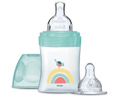 Antikoliekfles - Pasgeborenenset - DODIE - 150 ml - Platte + ronde speen - 0-6 maanden - Flow 1 - Groen