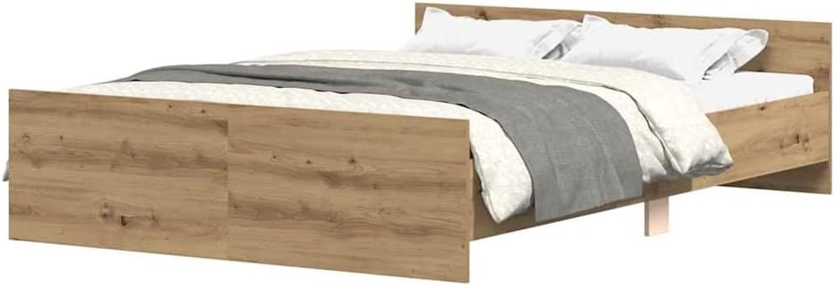 Bedframe - Slaapkamer meubel - Goede nachtrust - Multiplex lattenbodem - 140 x 190 cm - Eikenkleurig