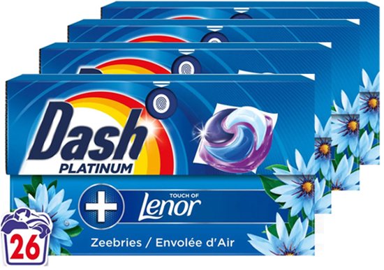 Dash Capsules de lessive 4en1 Pods Brise Marine - 4 x 26 pièces - Pack avantage