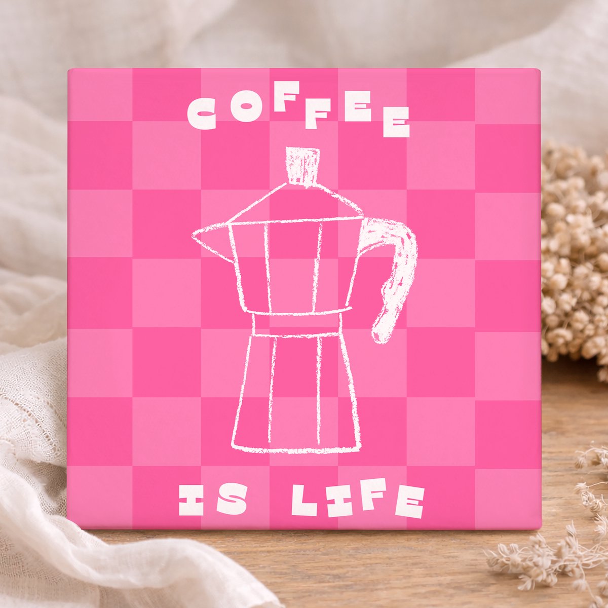 Printazzy - Tegeltjes met Tekst - Coffee Is Life - Keuken Decoratie - Koffie en Thee Cadeau - Muurdecoratie - Gepersonaliseerd - Spreuktegel