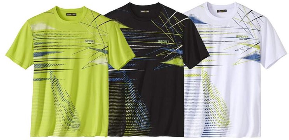 ATLAS FOR MEN - Set van 3 Graphic Sport T-shirts - Heren - Verkrijgbaar in grote maten - XL