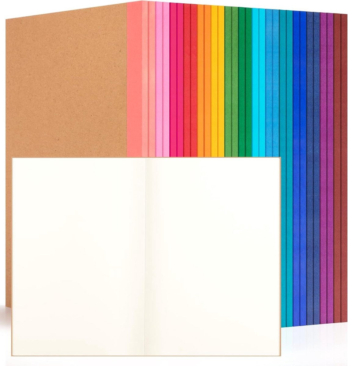 Notitieblokken A5 - Schrijfblokken Kraft - Notities Maken - Regenboogrug Ontwerp - 30 stuks - Multicolor