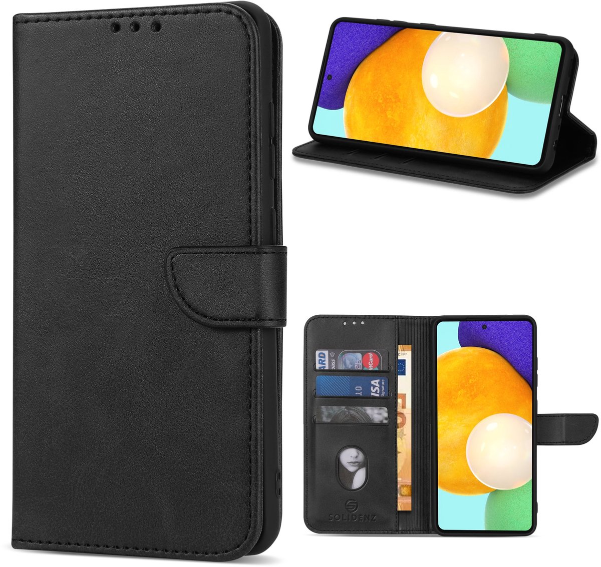 Solidenz hoesje - Geschikt voor Samsung Galaxy A35 - Bookcase - Zwart