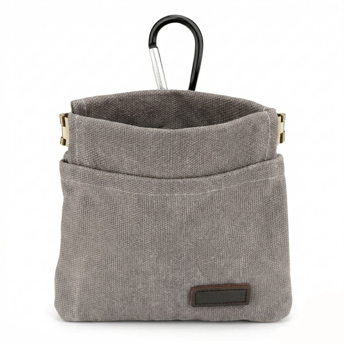Gloovon® Beloningstasje voor Honden - Hondentrainingstasje Zelfsluitend - Duurzaam Oxford Canvas - Met Carabijnhaak - 12x11cm - Grijs