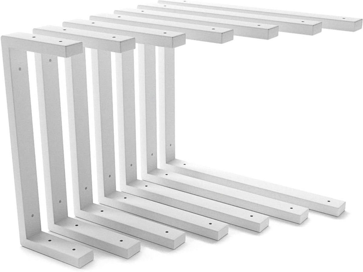 Wastafelhouder set - Ondersteuning wastafel - Wastafel monteren - Zijdematte poedercoating - 45 cm - Wit
