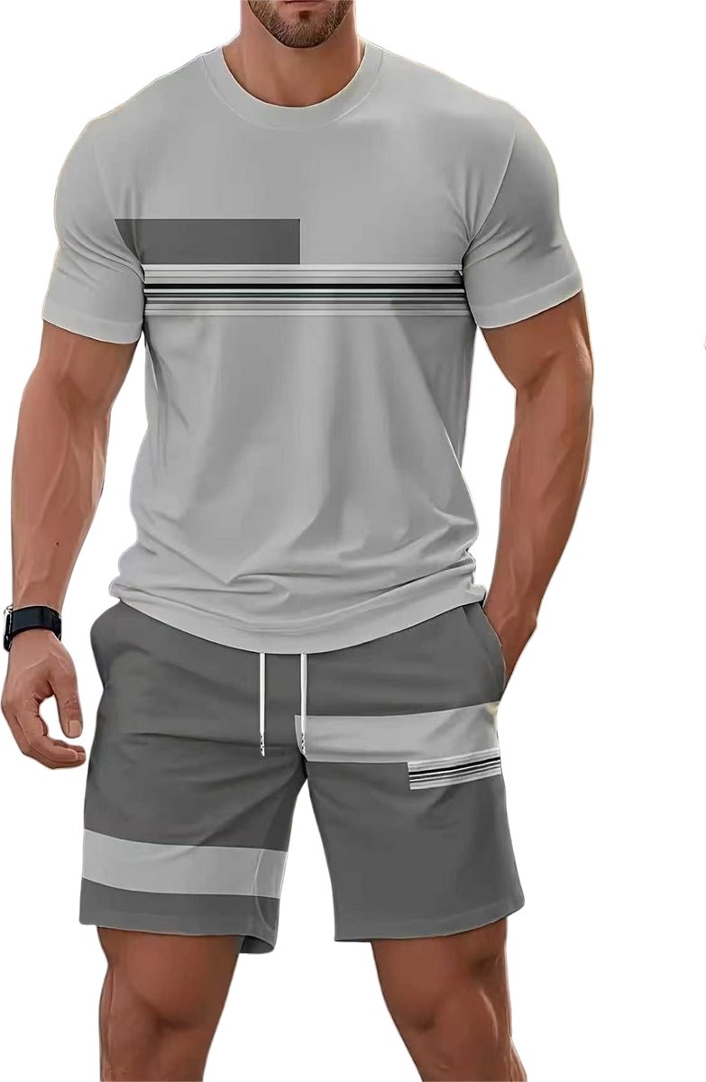 Zomer Kledingset Heren - Shirt en Korte Broek - Grijs