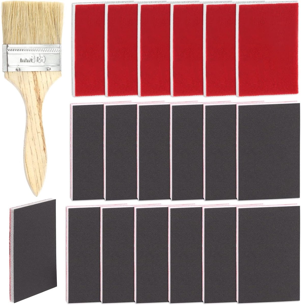 21-delige set schuur sponsen en schuurblokken - 500-600 grit, wasbaar, flexibel en zacht - inclusief 2,5 inch verfkwast voor nat en droog gebruik