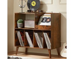 Platenstandaard - Platenspeler Meubel - Vinyl Platenrek voor 300 LP's - Vinyl Opslag met Presentatievlak - LP Houder - Albumhouder - Industrieel Design - Muziekkamer & Woonkamer - Grote Capaciteit - Vinyl Rek - Vintage Bruin & Zwart